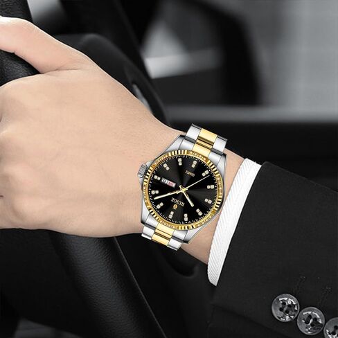 فاخر الرجال الكوارتز مشاهدة الفولاذ المقاوم للصدأ التقويم الأسبوعي للرجال الأزياء ليلة الضوء الذهب مقاوم للماء B3 in Kuwait