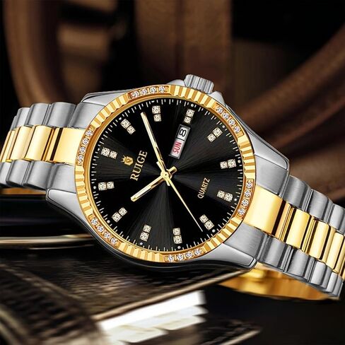 فاخر الرجال الكوارتز مشاهدة الفولاذ المقاوم للصدأ التقويم الأسبوعي للرجال الأزياء ليلة الضوء الذهب مقاوم للماء B3 in Kuwait