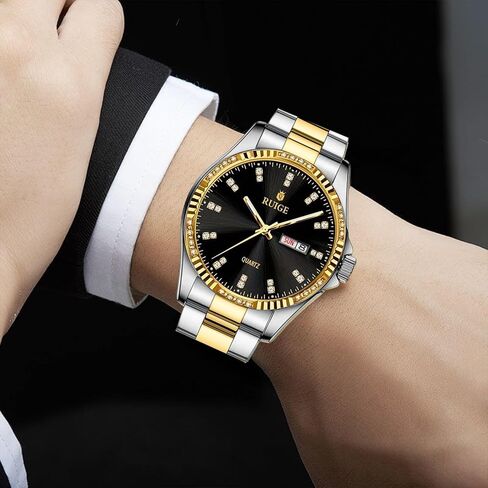 فاخر الرجال الكوارتز مشاهدة الفولاذ المقاوم للصدأ التقويم الأسبوعي للرجال الأزياء ليلة الضوء الذهب مقاوم للماء B3 in Kuwait