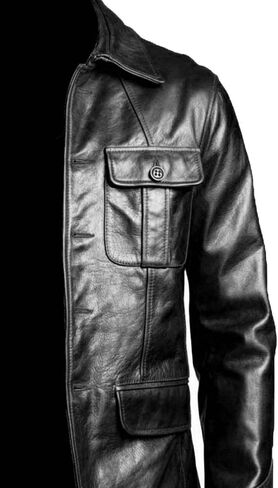 Leather Jacket Men | Vintage Four Pocket Genuine Leather Jacket | Shirt Collar Five Buttons Mens Leather Jacket in Saudi Arabia