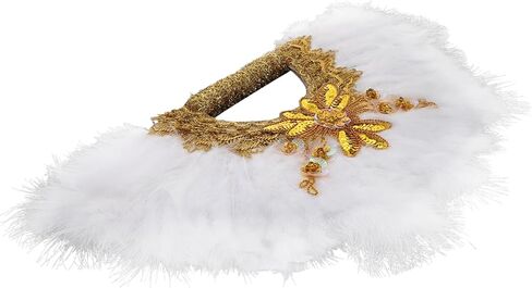 Golden Lace Wedding Fan Hand Fan Delicate Plume for Bride for Wedding Guests in Saudi Arabia
