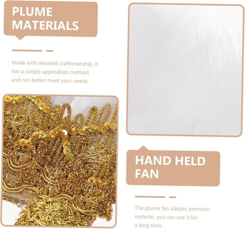 Golden Lace Wedding Fan Hand Fan Delicate Plume for Bride for Wedding Guests in Saudi Arabia