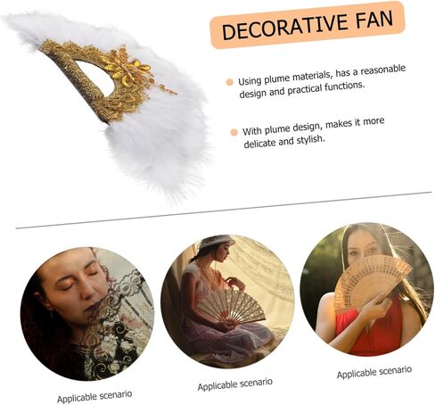 Golden Lace Wedding Fan Hand Fan Delicate Plume for Bride for Wedding Guests in Saudi Arabia