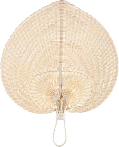 Luozzy 2 Pack فيتنام فيتنام المنسوجة يدويًا على شكل قلب من الخيزران مروحة طبيعية تبريد يدويًا لحفل الزفاف ديكور المنزل الصيف الأساسي in Kuwait