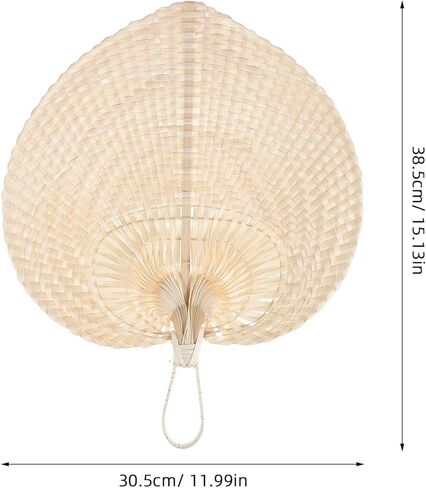 Luozzy 2 Pack فيتنام فيتنام المنسوجة يدويًا على شكل قلب من الخيزران مروحة طبيعية تبريد يدويًا لحفل الزفاف ديكور المنزل الصيف الأساسي in Kuwait