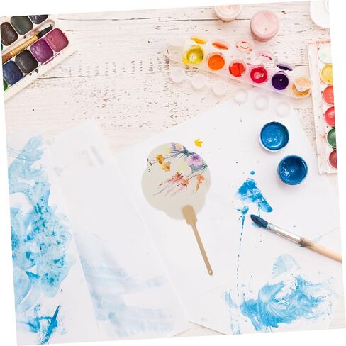 Veemoon Lacquer Hand Fan Craft Kit Blank Folding Fans for Weddings Parties and Manual Painting Projects Portable Decorative Accessory in Saudi Arabia