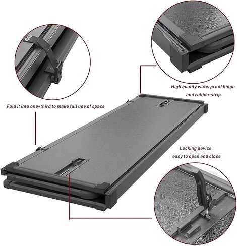 ‌kikito غطاء Tri-Fold Tonneau Hard Tri-Fold For 2016-2025 Toyota Tacoma 5ft Bed (59.8-60.5in) | تركيب مقاوم للماء وعدم الحفر in Kuwait