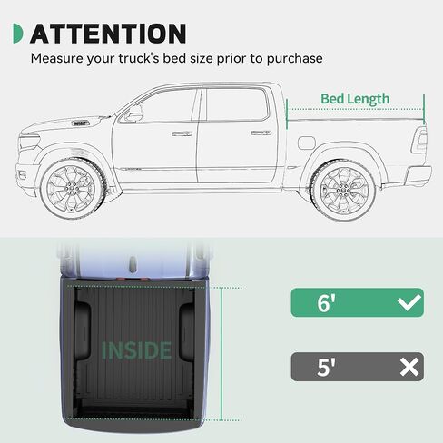 Soft Tri-fold Tonneau Cover Fit for Toyota Tacoma 2016-2023 with Track Rail System(Excl. Trail), Fleetside 6 Ft Bed in Kuwait