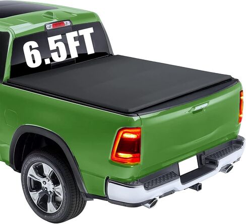 Pensun 8ft Soft Tri-Fold Bed Bed Tonneau Cover Fit for 2002-2023 Dodge Ram 1500 2500 3500 ، Black Pickup Tonneau Cover in Kuwait
