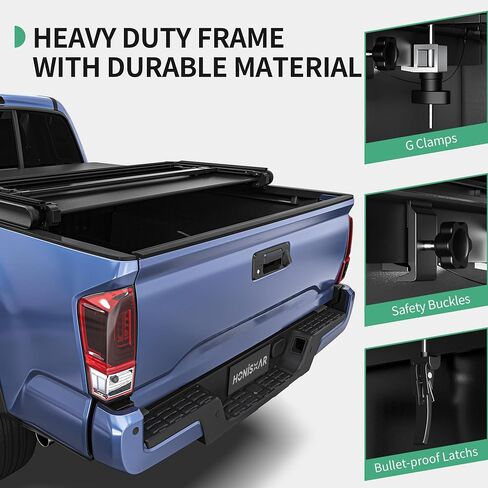 Soft Tri-fold Tonneau Cover Fit for Toyota Tacoma 2016-2023 with Track Rail System(Excl. Trail), Fleetside 6 Ft Bed in Kuwait