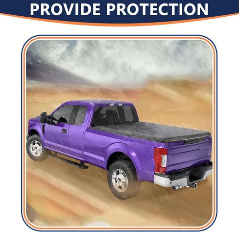 Pensun 8ft Soft Tri-Fold Bed Bed Tonneau Cover Fit for 2002-2023 Dodge Ram 1500 2500 3500 ، Black Pickup Tonneau Cover in Kuwait