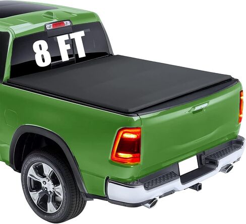 Pensun 8ft Soft Tri-Fold Bed Bed Tonneau Cover Fit for 2002-2023 Dodge Ram 1500 2500 3500 ، Black Pickup Tonneau Cover in Kuwait
