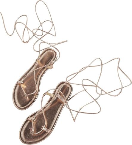 GORGLITTER Women's Lace Up Flat Sandals Criss Cross Tie Up Sandals Square Toe Strappy Sandals Black A 8 in Saudi Arabia