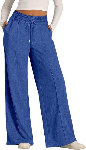 Zwrxw Womens Wide Leg passpants عالية الخصر سراويل فضفاضة من الركض الرياضي للعرق سراويل عرق صالة غير رسمية بانت الرياضة العصرية العصرية in Kuwait