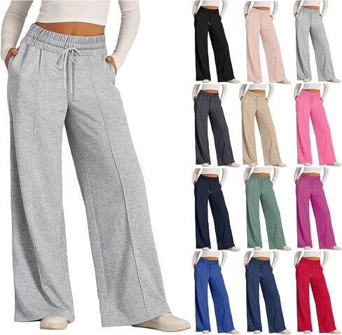 Zwrxw Womens Wide Leg passpants عالية الخصر سراويل فضفاضة من الركض الرياضي للعرق سراويل عرق صالة غير رسمية بانت الرياضة العصرية العصرية in Kuwait