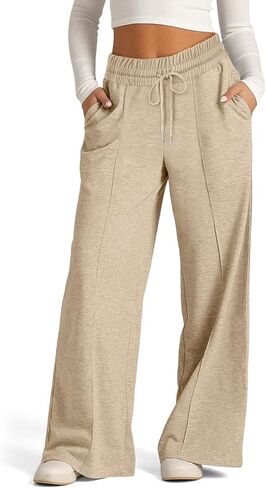 Zwrxw Womens Wide Leg passpants عالية الخصر سراويل فضفاضة من الركض الرياضي للعرق سراويل عرق صالة غير رسمية بانت الرياضة العصرية العصرية in Kuwait