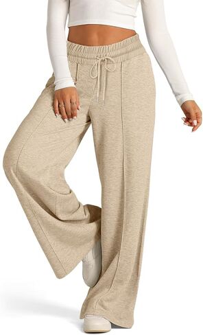 Zwrxw Womens Wide Leg passpants عالية الخصر سراويل فضفاضة من الركض الرياضي للعرق سراويل عرق صالة غير رسمية بانت الرياضة العصرية العصرية in Kuwait