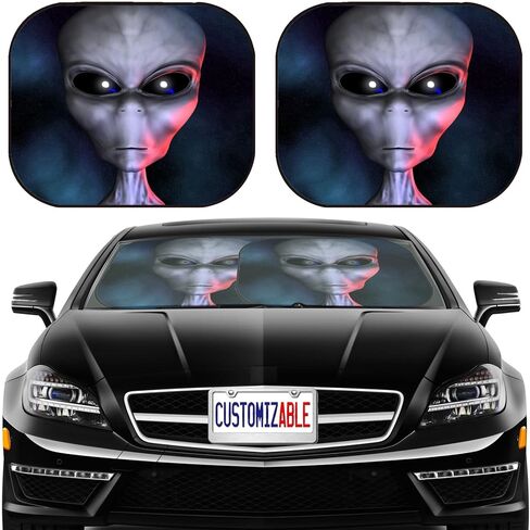 MSD Car Windshield Sun Shade ، Fit Universal ، 2 قطعة لنوافذ السيارة ، غلاف واقي قابلة للطي للسيارات ، صورة أجنبية مع نجوم في خلفية معرف صورة 6446034 in Kuwait