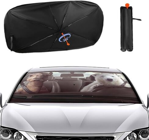 كرتون عيون السيارة مظلة شمس الظل للسيارة ، طائرة طبيعية للطي ، دائرة الزجاج الأمامي مع مقبض قابل للانحناء ، حافة الشمس الزجاجية لمعظم المركبات in Kuwait