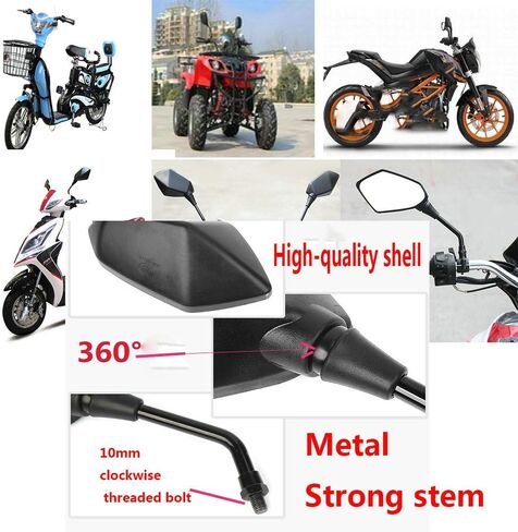 زوج ييبد من المرايا الخلفية للدراجات النارية السوداء ، مع 7/8 "مشبك جبل المقود ل Kawasaki Suzuki ، النصر مخصص هوندا شادو هايوسونج كيمكو كهرومب طراد دراجة الأوساخ. in Kuwait