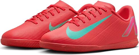 Nike Jr. Mercurial Vapor 16 Club Little/Big Kids' IC Low-Top Soccer Shoes (FQ8289-800, Ember Glow/Aurora Green) in Saudi Arabia