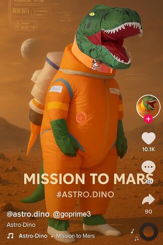 زي ديناصور رائد الفضاء القابل للنفخ، زي بدلة الفضاء تي ريكس، مقاس البالغين in Kuwait