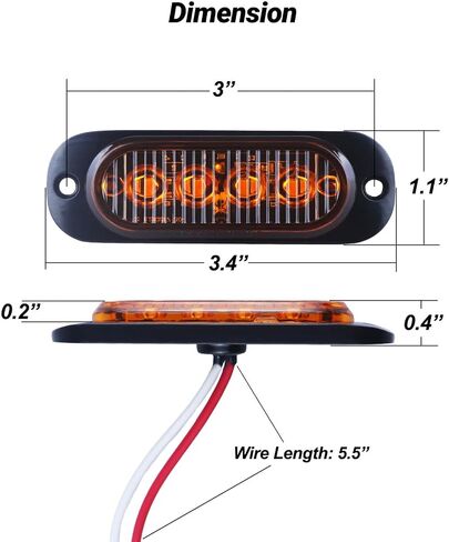 3.4 بوصة مقطورة العلامة أضواء العنبر LED LED علامة جانبية مع متينة الألومنيوم السكن تصميم Mount Mount Design IP67 in Kuwait