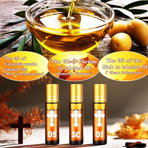 chuangdi 3 pcs صغيرات صغيرة من زيت زيت الدهن المقدس 10 مل من الزجاج الحاويات المقدسة الزيت الفارغة مع كرات الصليب والأسطوانة لفة على زجاجات لصالح معمودية الكنيسة المسيحية الكاثوليكية (براون) (براون) in Saudi Arabia