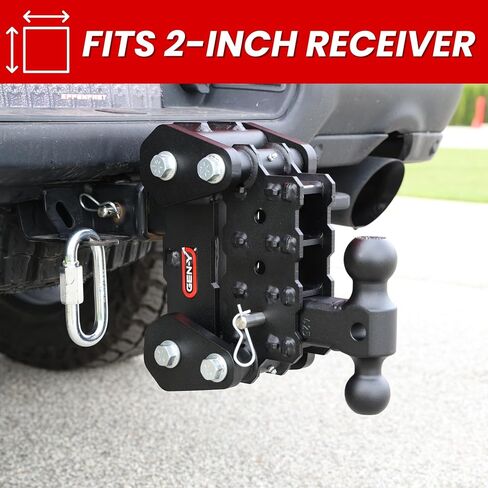 Gen -Y Hitch - Hitch Fantom -tort -flex مع تركيب كرة مزدوج لـ 2 "مستقبل - 4.25" انخفاض - قدرة السحب 10K رطل - 1K رطل لسان الوزن - أسود in Saudi Arabia