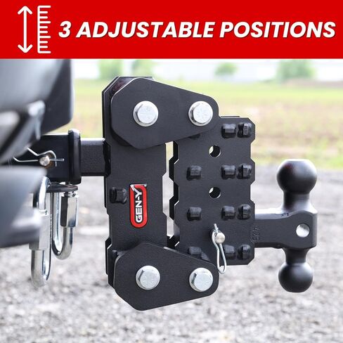 Gen -Y Hitch - Hitch Fantom -tort -flex مع تركيب كرة مزدوج لـ 2 "مستقبل - 4.25" انخفاض - قدرة السحب 10K رطل - 1K رطل لسان الوزن - أسود in Saudi Arabia