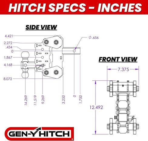 Gen -Y Hitch - Hitch Fantom -tort -flex مع تركيب كرة مزدوج لـ 2 "مستقبل - 4.25" انخفاض - قدرة السحب 10K رطل - 1K رطل لسان الوزن - أسود in Saudi Arabia
