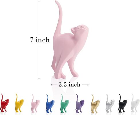 Pink Cat Statue Modern Abstract in Multiple Colors, Ideal Indoor Decor & Gift for Cat Lovers, Artistic Home Accents in Kuwait
