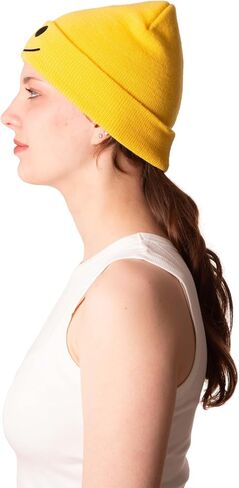 ComfyCamper Yellow Smiley Face Costume Beanie Hat Adult Womens Mens Noob Cosplay Accessories Halloween Noob in Saudi Arabia