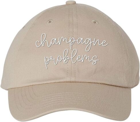 TeesAndTankYou Champagne Problems Embroidered Baseball Cap Adjustable Cotton Dad Hat in Saudi Arabia