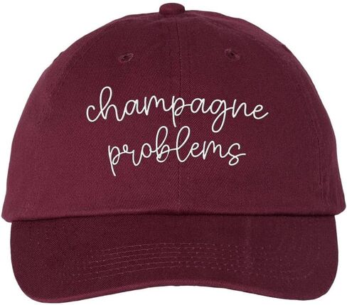 TeesAndTankYou Champagne Problems Embroidered Baseball Cap Adjustable Cotton Dad Hat in Saudi Arabia
