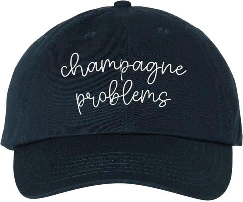 TeesAndTankYou Champagne Problems Embroidered Baseball Cap Adjustable Cotton Dad Hat in Saudi Arabia
