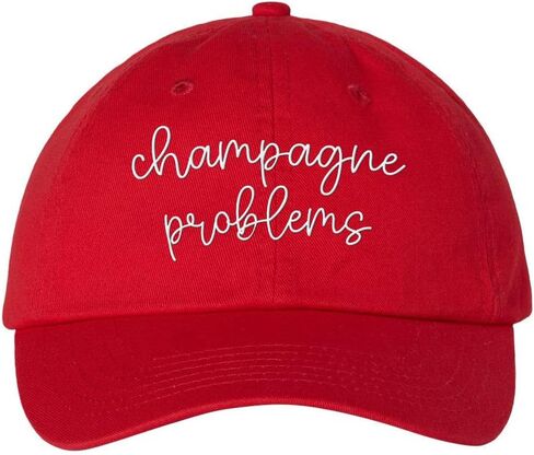 TeesAndTankYou Champagne Problems Embroidered Baseball Cap Adjustable Cotton Dad Hat in Saudi Arabia