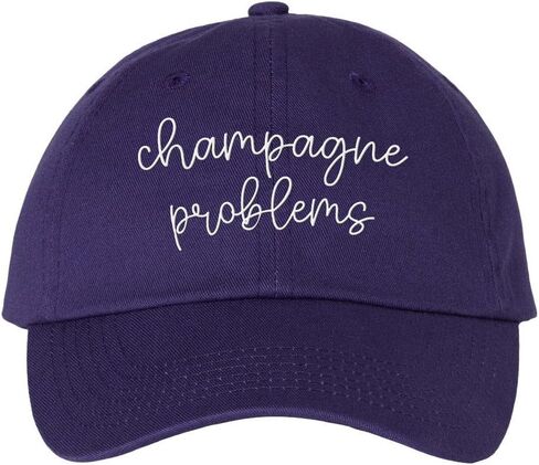TeesAndTankYou Champagne Problems Embroidered Baseball Cap Adjustable Cotton Dad Hat in Saudi Arabia