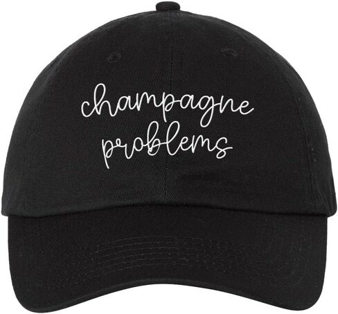 TeesAndTankYou Champagne Problems Embroidered Baseball Cap Adjustable Cotton Dad Hat in Saudi Arabia