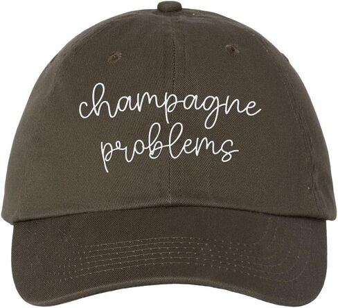 TeesAndTankYou Champagne Problems Embroidered Baseball Cap Adjustable Cotton Dad Hat in Saudi Arabia