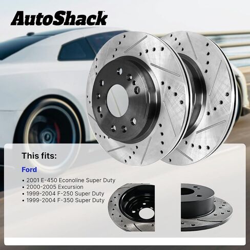 Autoshack Black Hat محفورة ودوارات فرامل متدنية في فورد E-450 Econoline Super Duty 1999-2004 F-250 Super Duty F-350 Super Duty 2000-2005 SPER in Kuwait