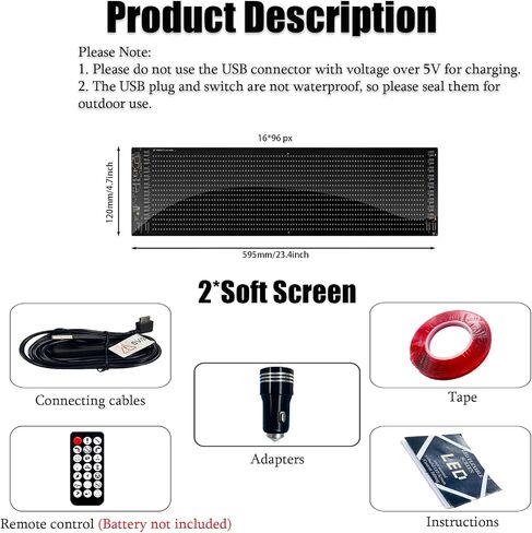 2 Pack 23.6"x4.72" LED Devil Eyes Light Sign for Cars, Truck Windshield LED Eyes, Programmable via App/Remote Control, USB-Powered Flexible Panel, Custom Dynamic Patterns for SUVs, Medium Trucks in Saudi Arabia