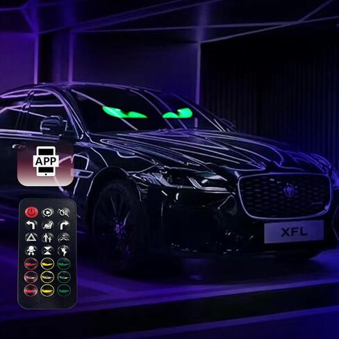 2 Pack 23.6"x4.72" LED Devil Eyes Light Sign for Cars, Truck Windshield LED Eyes, Programmable via App/Remote Control, USB-Powered Flexible Panel, Custom Dynamic Patterns for SUVs, Medium Trucks in Saudi Arabia