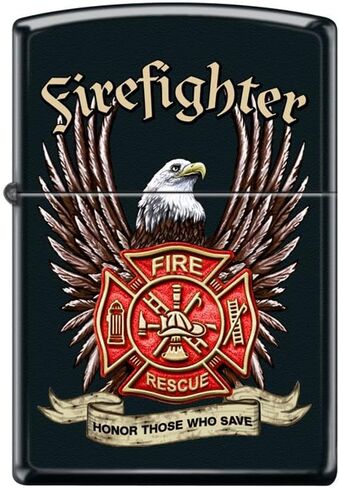 Zippo Lighter- Fire Rescue Eagle Firefighter Street Chrome Windproof Lighter #Z5158 in Saudi Arabia