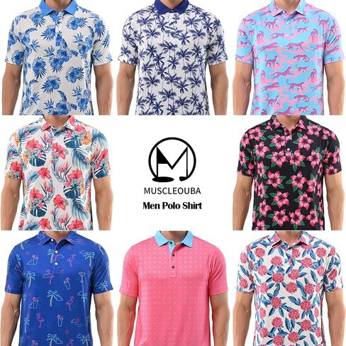 Mens Polo Shirt Performance Moisture Wicking Men's Golf Shirts Casual Lightweight Golf Shirt Dry Fit Fashion Print Short Sleeve Fun Polo Shirts for Men in Saudi Arabia