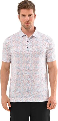 Mens Polo Shirt Performance Moisture Wicking Men's Golf Shirts Casual Lightweight Golf Shirt Dry Fit Fashion Print Short Sleeve Fun Polo Shirts for Men in Saudi Arabia