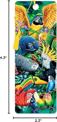 Bookmark - Birds of the Tropics from Deluxebase. A Parrot book marker with lenticular 3D artwork licensed from renowned artist Steven Michael Gardner in Saudi Arabia