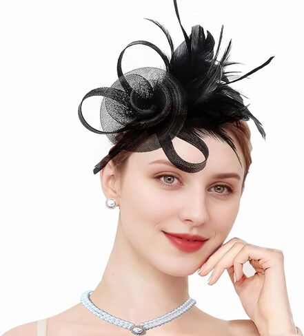 Fascinators Hats for Women Tea Party Hat with Feather for Kentucky Derby Cocktail Fancy Dress Party in Saudi Arabia