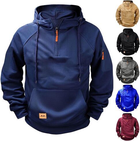 هوديس التكتيكية للرجال الربع العسكري Zip Pullover Cargo Hoodie Jacket Switshe Fleece Hoodshirt مع جيوب in Kuwait