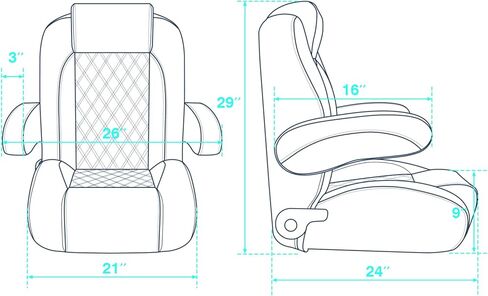إكسسوارات الزعيم عالية الظهر الفاخرة مستلق كرسي الكابتن العائم دلو مقعد القارب مقعد اليخت مع مساند للذراعين in Kuwait